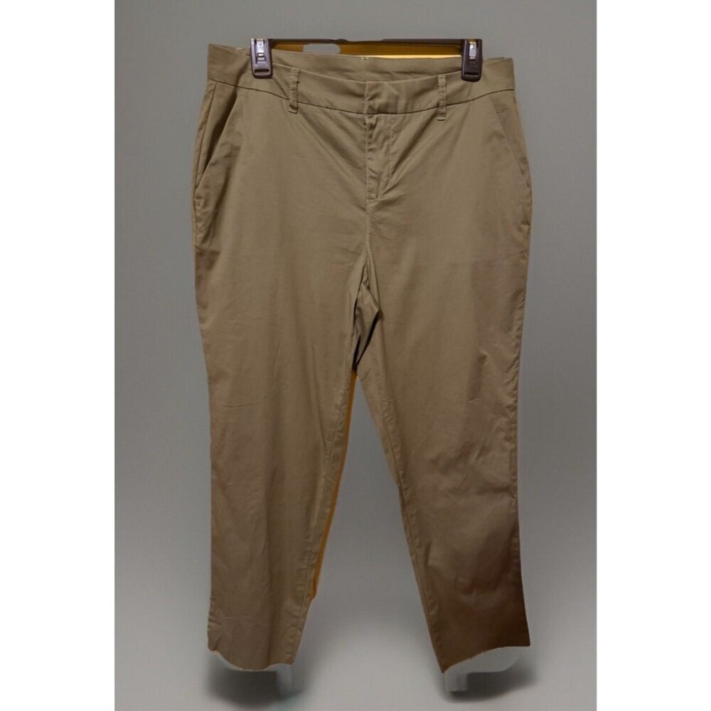 Laurie Felt Bootcut Pants Green Sustainable SZ 8 Unfinished Hems Quiet Luxury